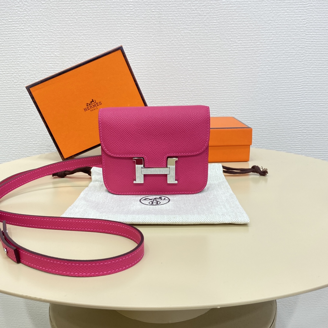 Hermes Constance Slim Wallet Belt Bag In Magnolia Epsom Leather